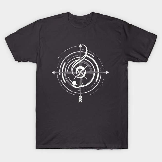 Sol key compass | Tattoo style music T-Shirt by ZuskaArt